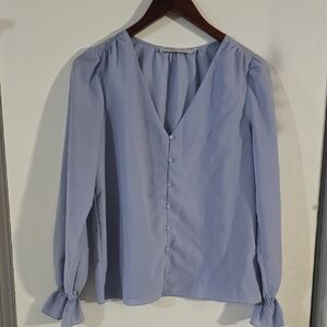 Simons Soft Blue Button-Down Blouse